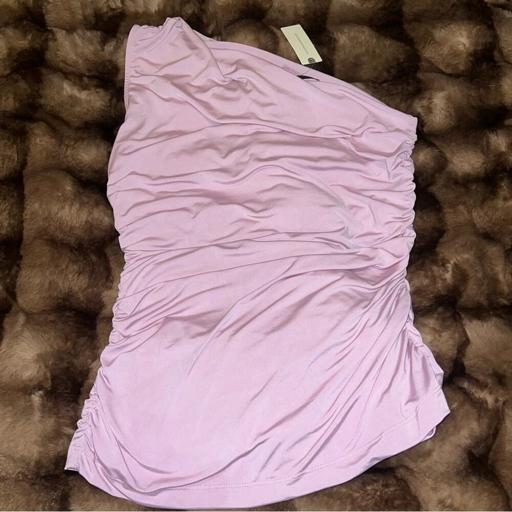 Anthropologie One-Shoulder
Fitted Top Ruched Lilac Light Lavender Pink Size XL